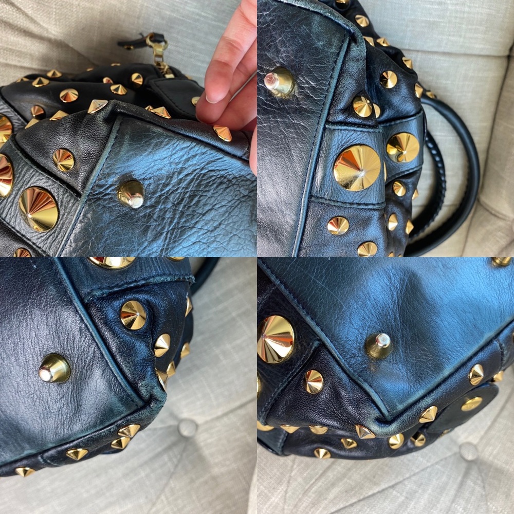 SOLD Be&D Garbo Studded Lamb Leather Satchel - Picture 11 of 15